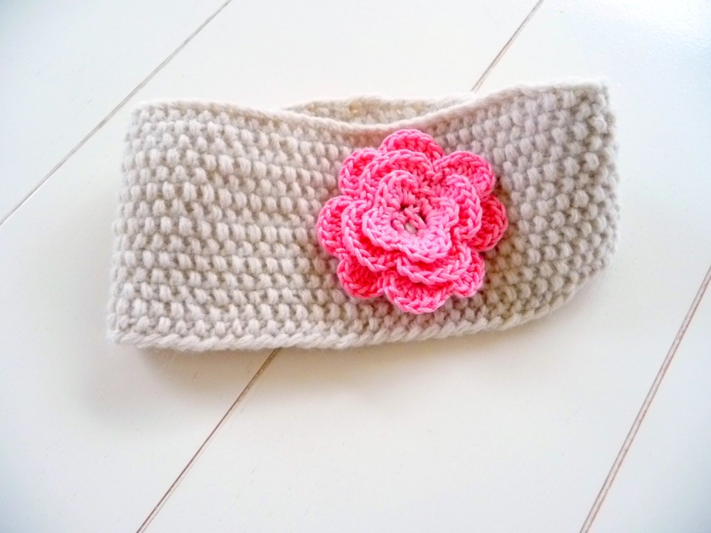 Strickanleitung  - Stirnband mit Rüschenblume - No.30S